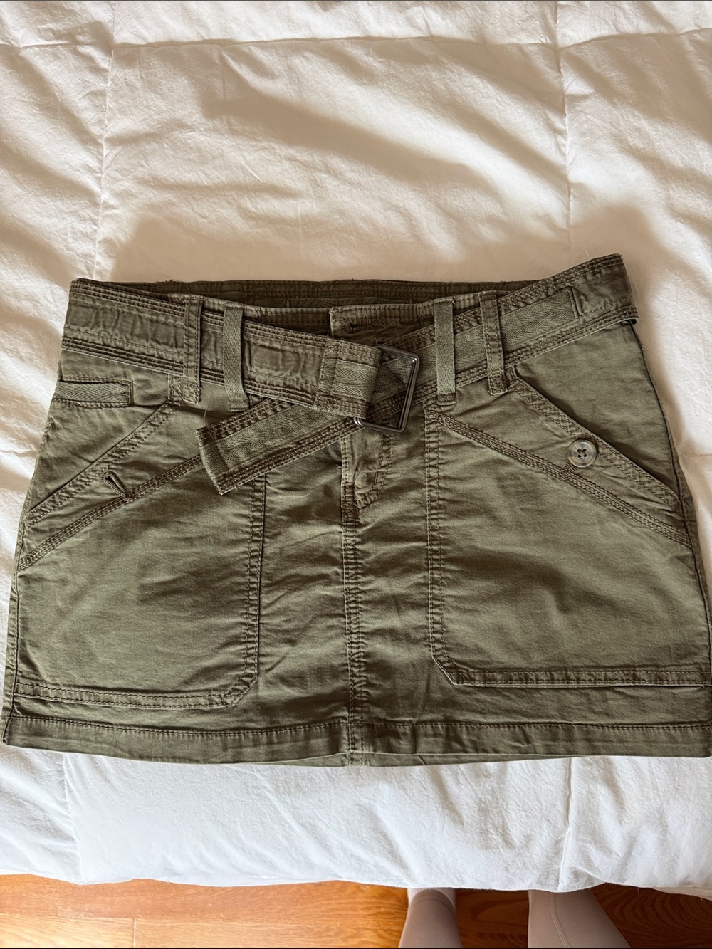 Garage Olive Utility Mini Skirt with Belt